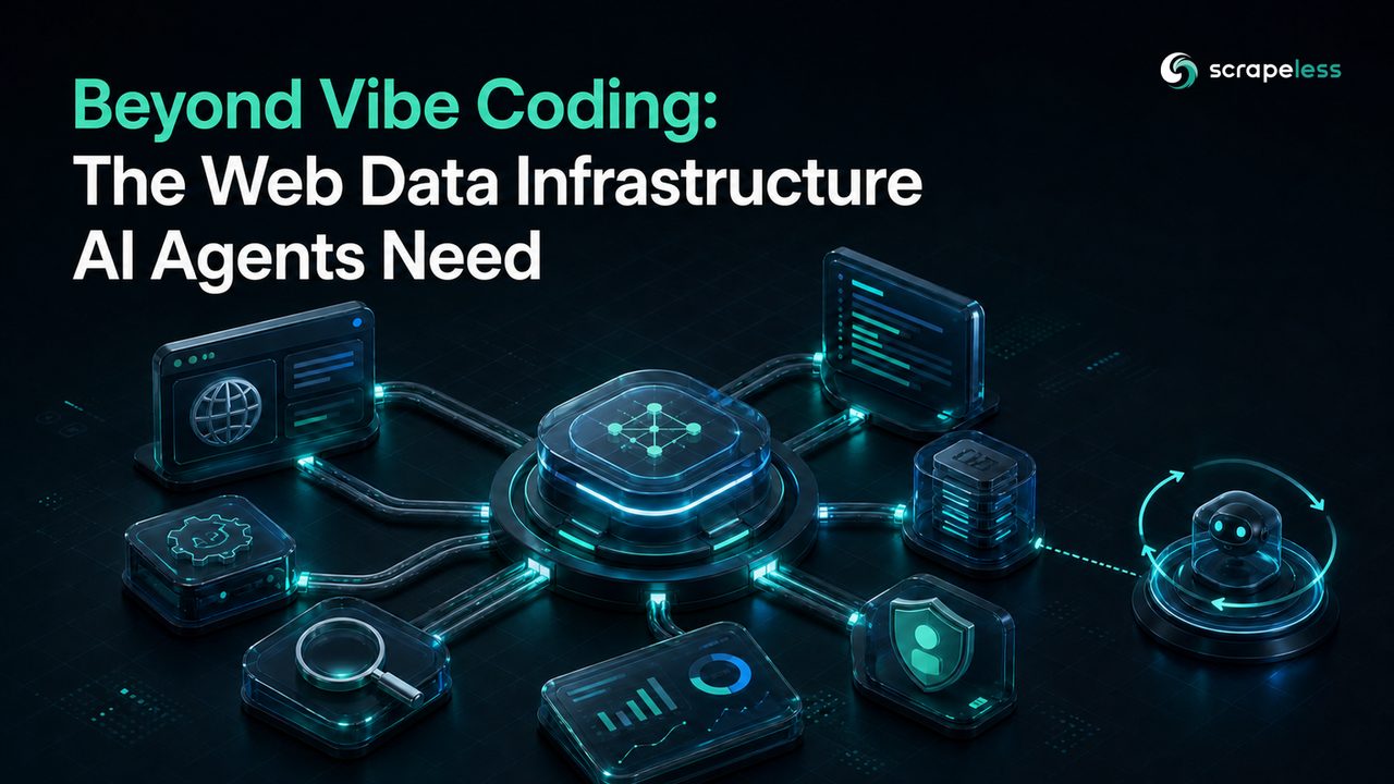Cơ sở hạ tầng dữ liệu web của đại lý AI kết nối trình duyệt, API, chứng cứ, quyền và telemetry.