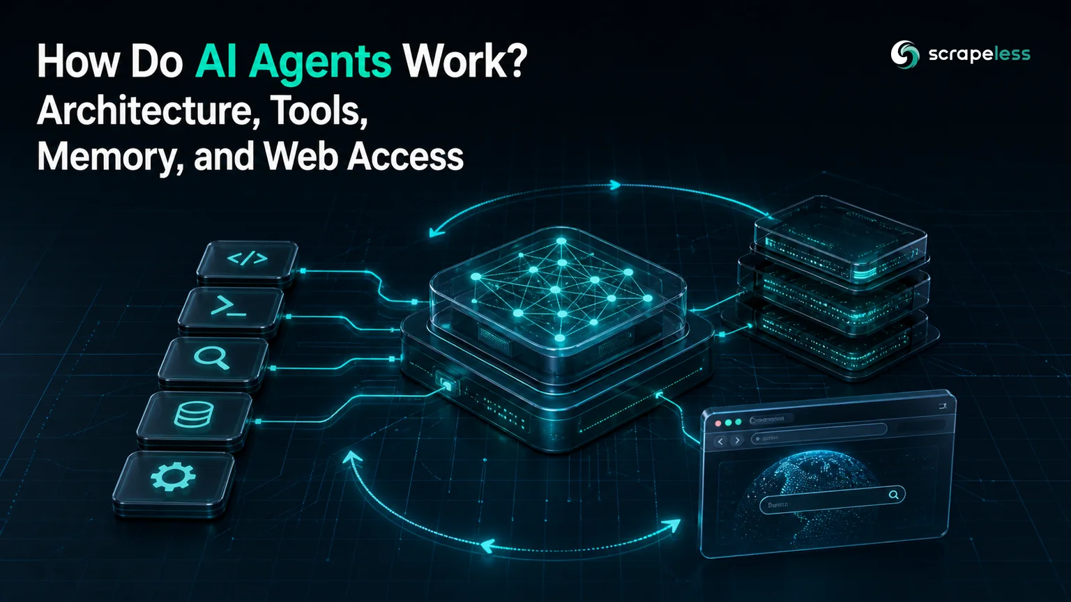 AI agent architecture with tools memory and web access cover