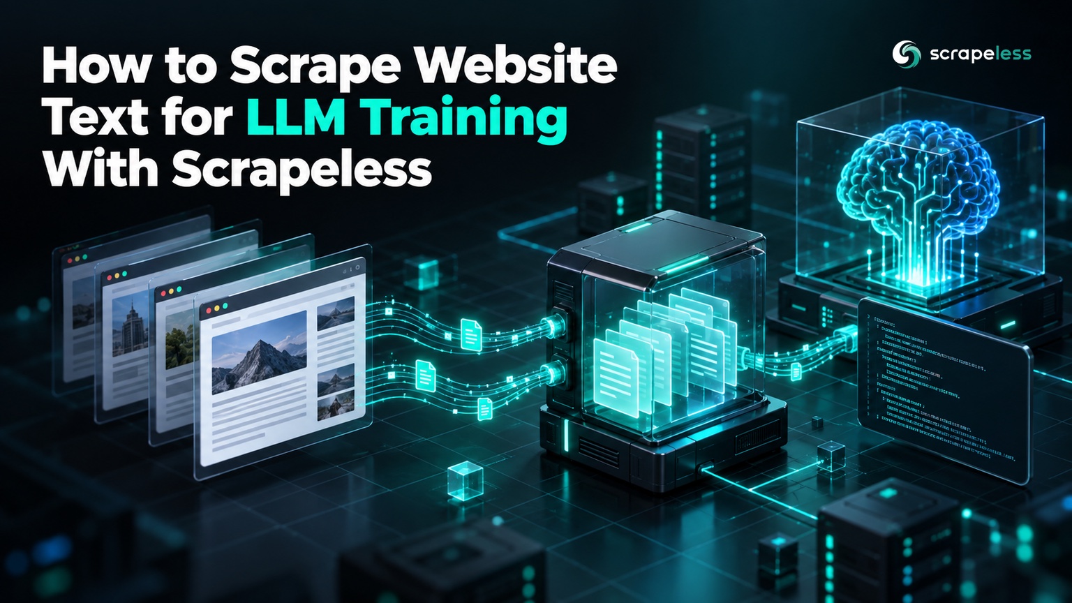 Văn bản trên trang web di chuyển qua một pipeline dữ liệu có thể kiểm toán vào một tập dữ liệu LLM