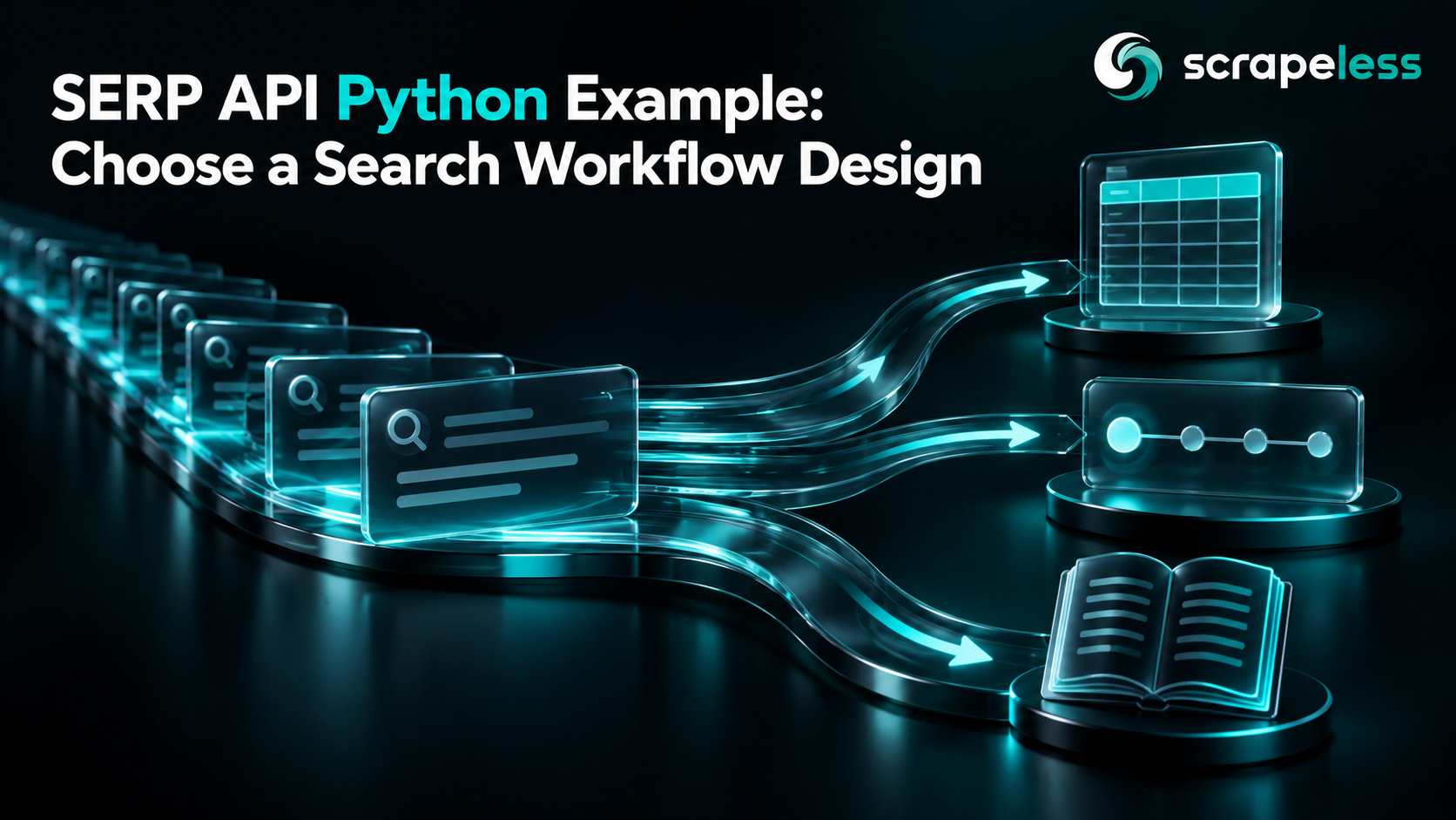 SERP API Python Example: Choose a Search Workflow Design illustrated with structured search data