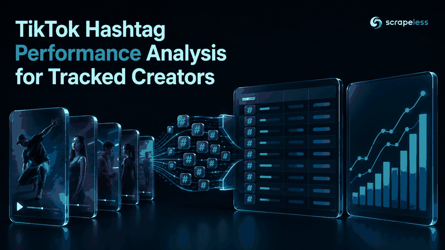 Bảng phân tích hiệu suất hashtag TikTok cho các bài viết của người sáng tạo đã theo dõi